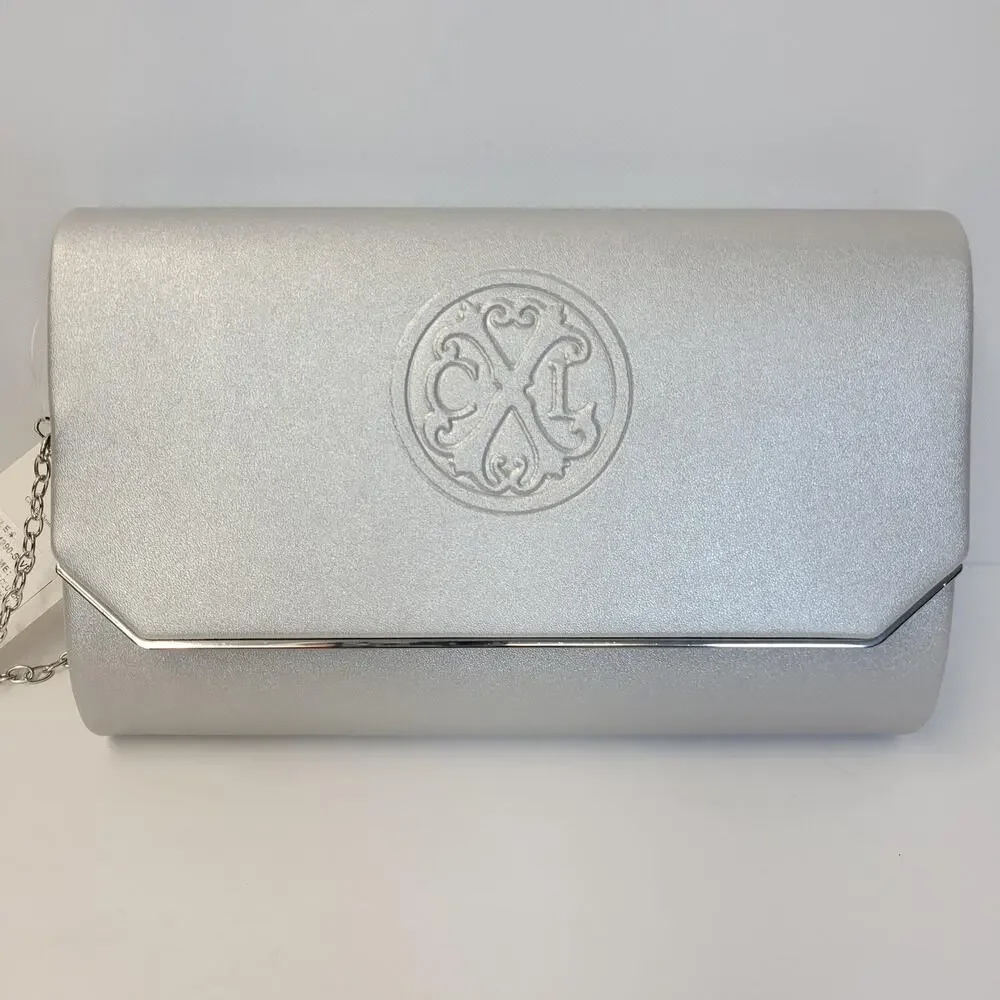 CXL By Christian Lacroix Clutch Bag Womens Small Silver Madison Smooth Purse New